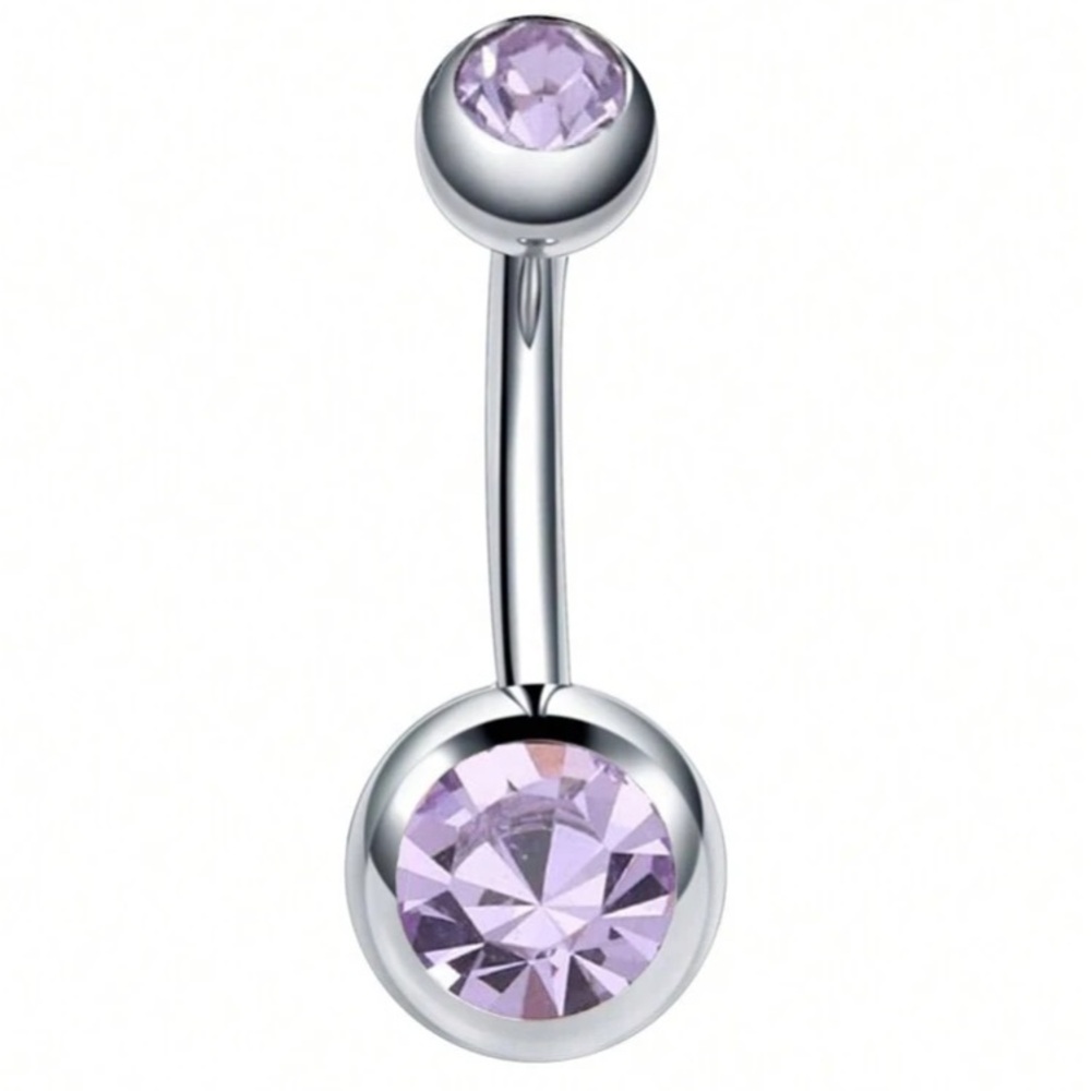 Belly/Navel Ring. Silver with purpleish, pink Navel Belly Ring net Tray23